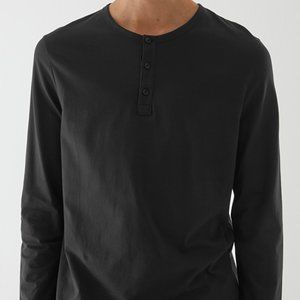 COS Long-Sleeve Henley Top Black